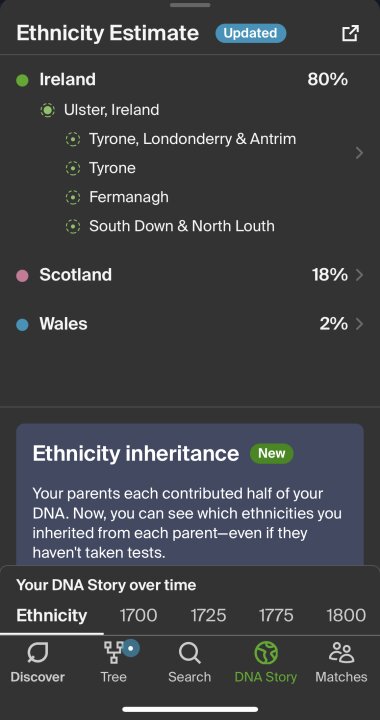 Ancestry DNA update. More Irish, less Scottish and now for the first ...