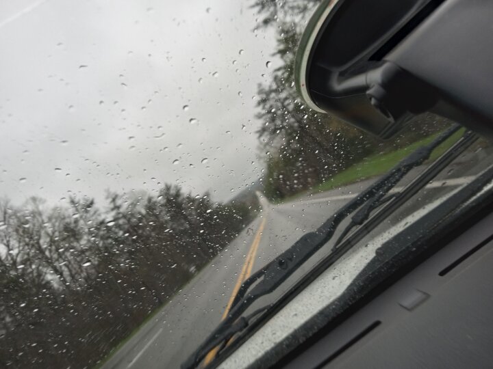 Run in tooo fast on this rainy day as my windshield wiper bent and hit