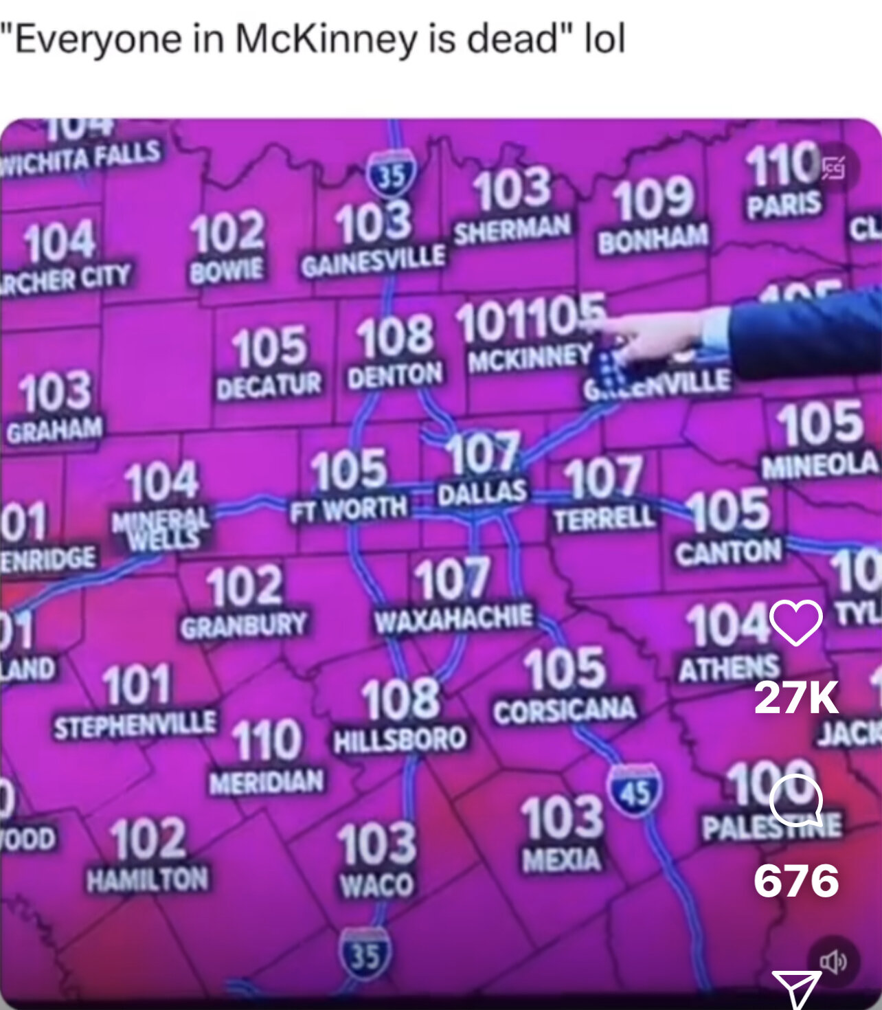 It’s getting HOT in Texas . That’s my county seat! Texas