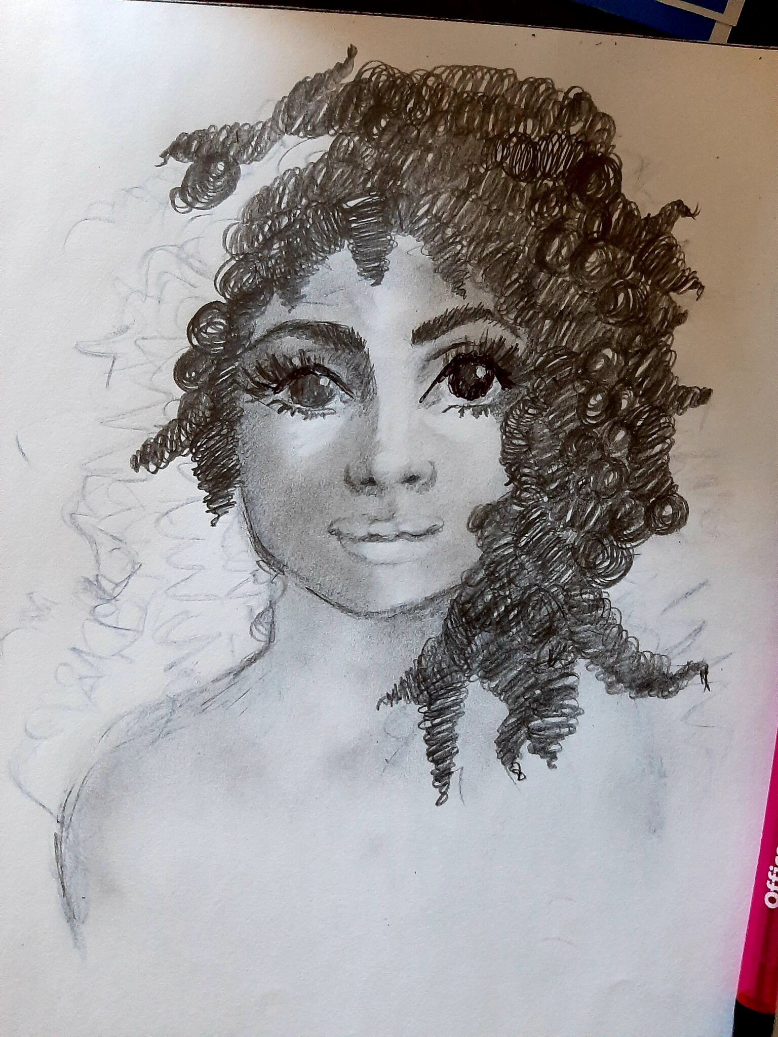 Still workin on it The one eye looks sharper/darker because I did it in