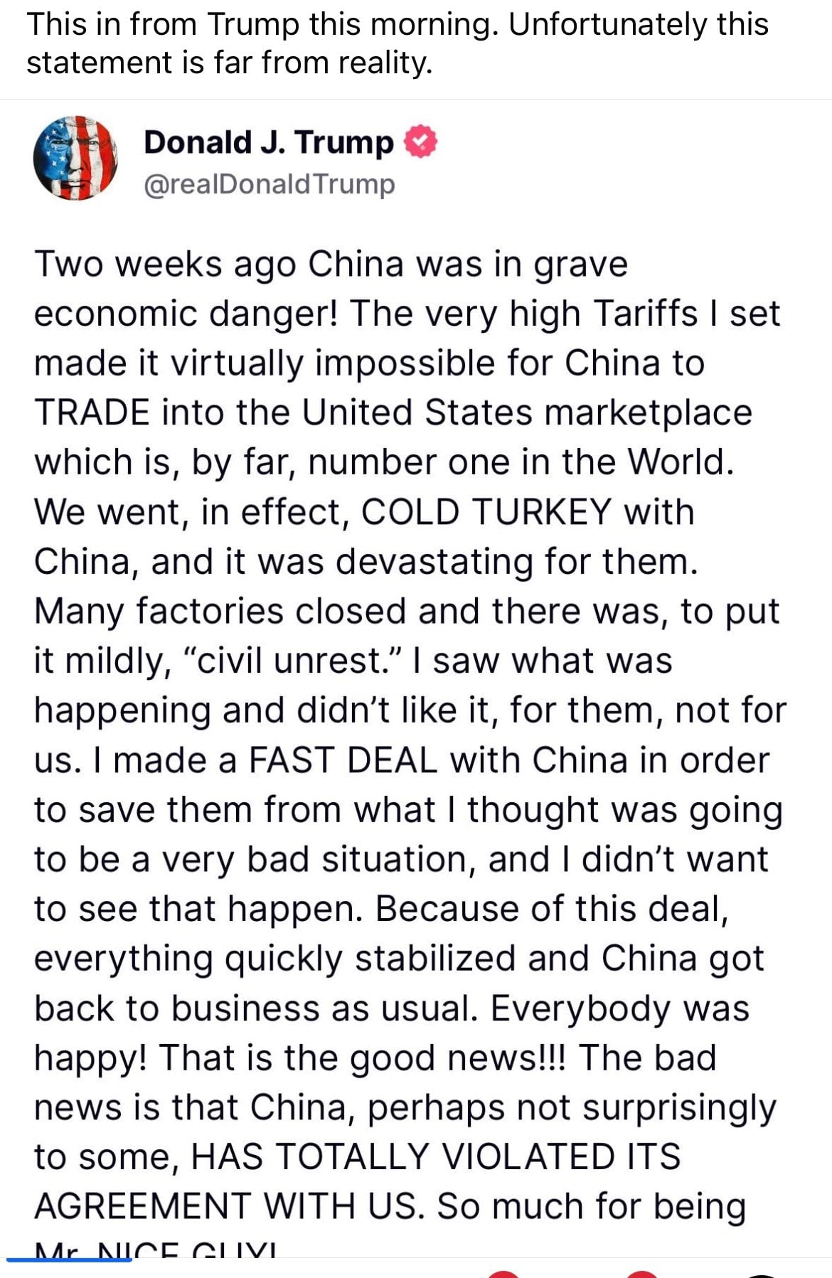 Trumps delusions are getting worse by the day Nothing actually happened