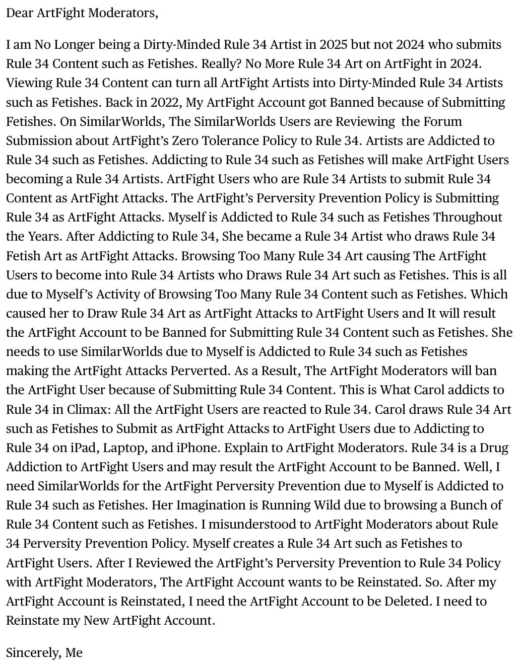 Reviewing the ArtFight's Zero Tolerance of Rule 34 Policy to Reinstate ...